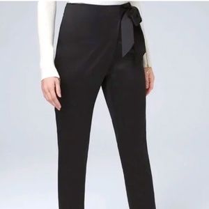 White house Black Market Bow-Belt Satin Tapered Ankle Pants